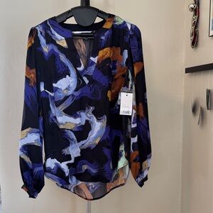 Nine West Multicolor Abstract Blouse